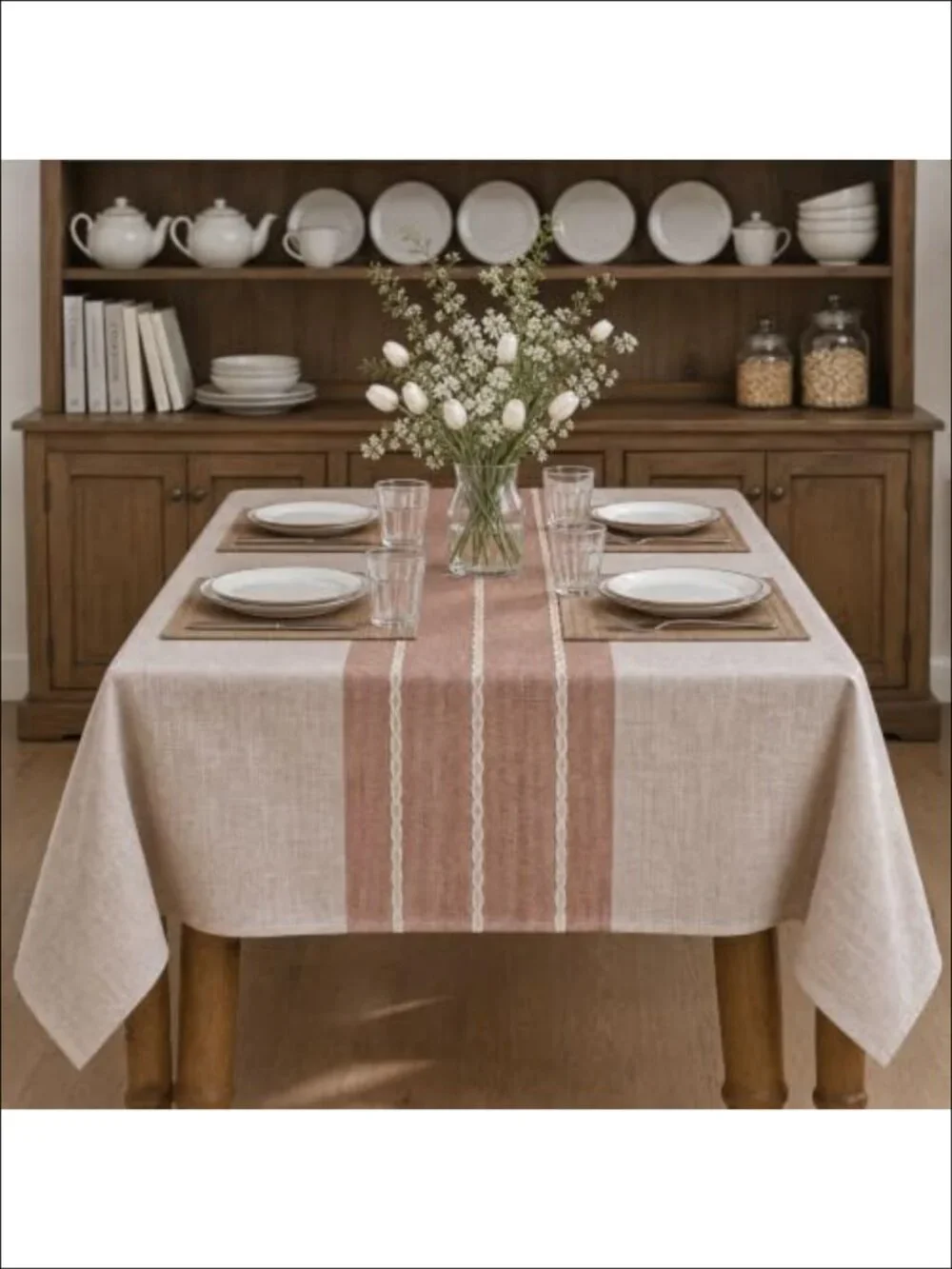Burlap Tablecloth 60×84 Inch Rectangular Rustic Dining Table Linens